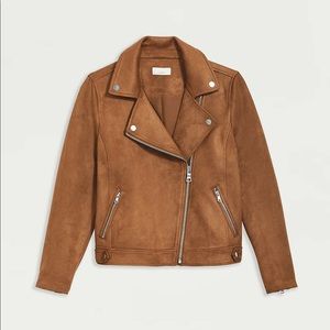 LOFT Brown Faux Suede Moto Jacket